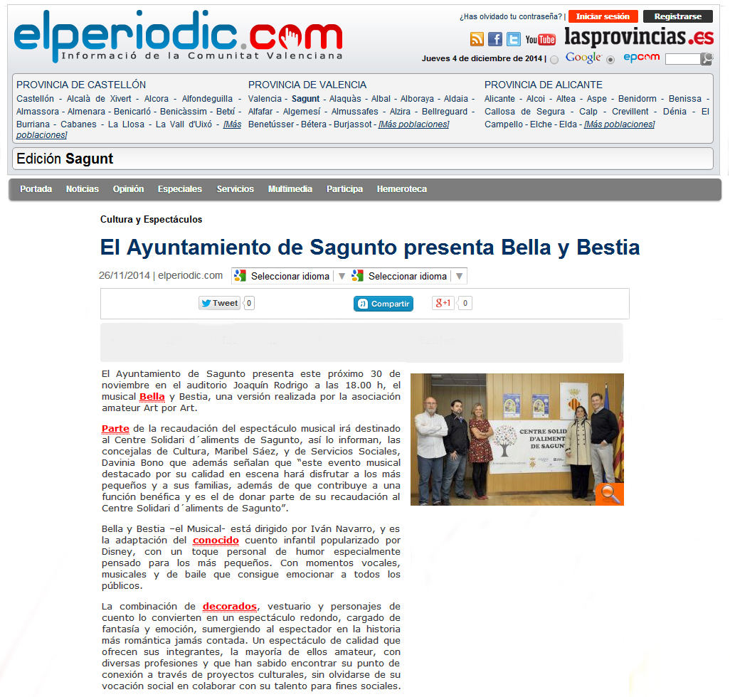 Ayuntamiento de Sagunto presenta Bella y Bestia