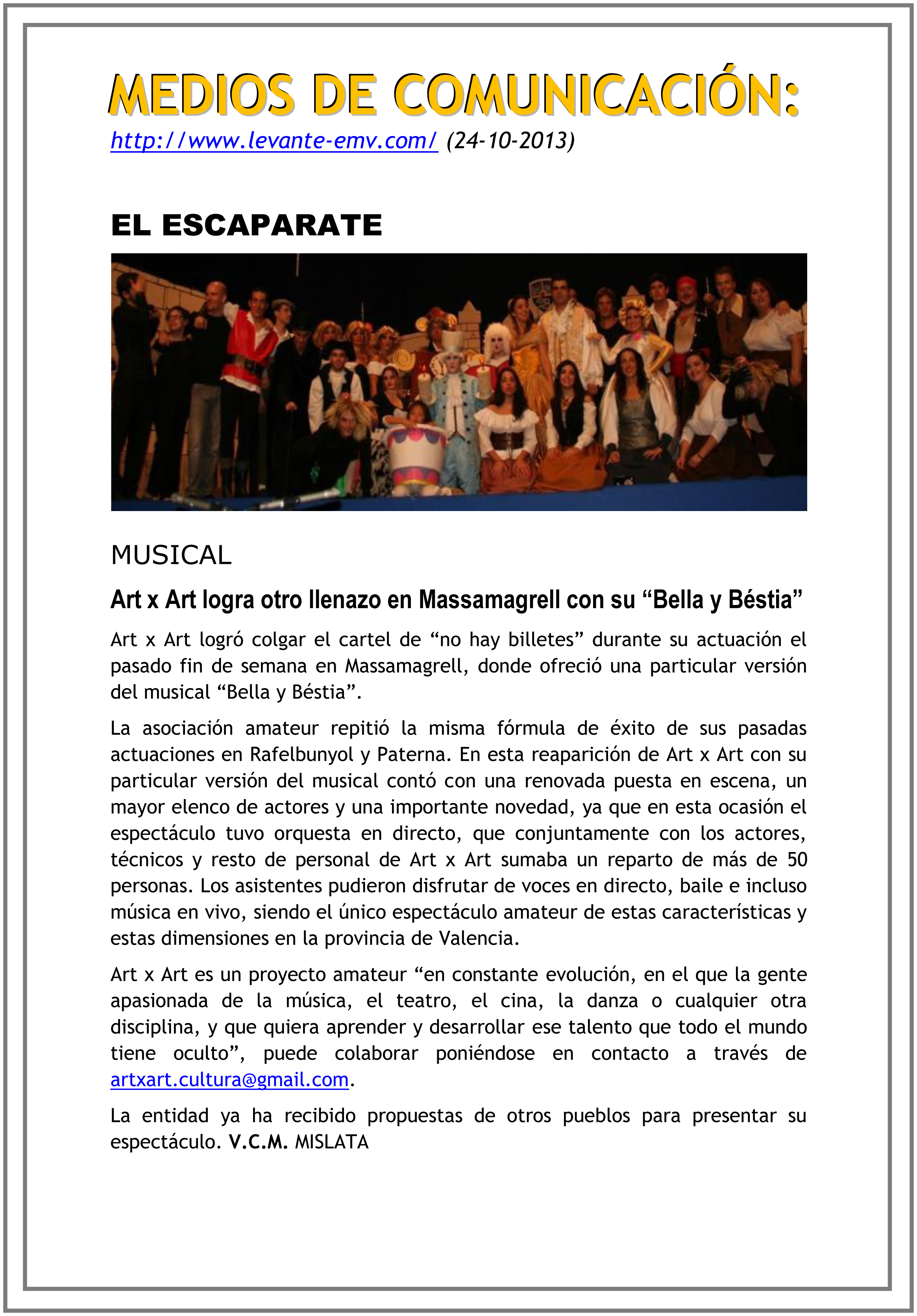 ARTxART logra otro llenazo con su musical